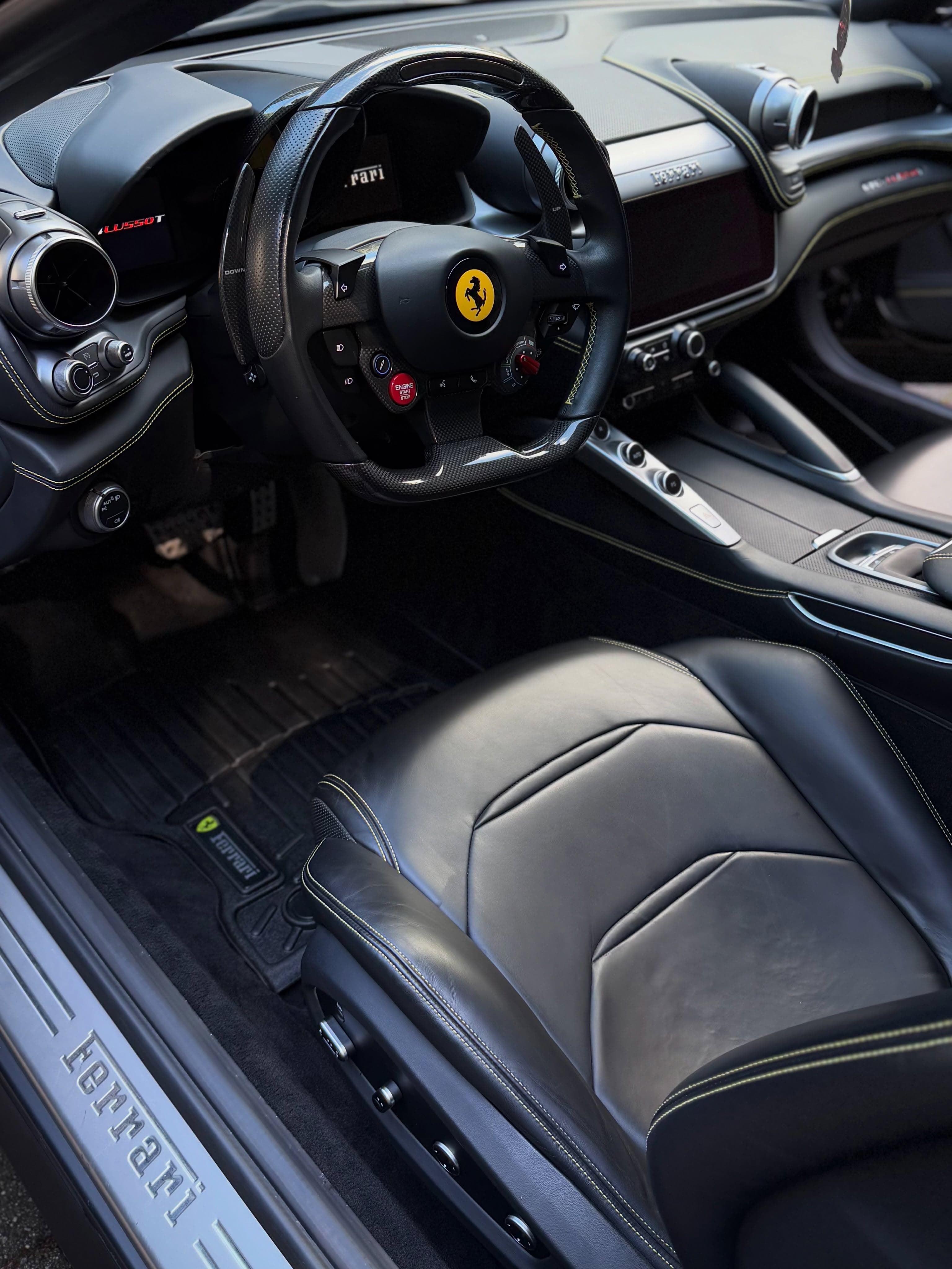 Ferrari interior detailing in Vancouver BC, detailed leather cockpit by Crystal Gloss Auto Detail