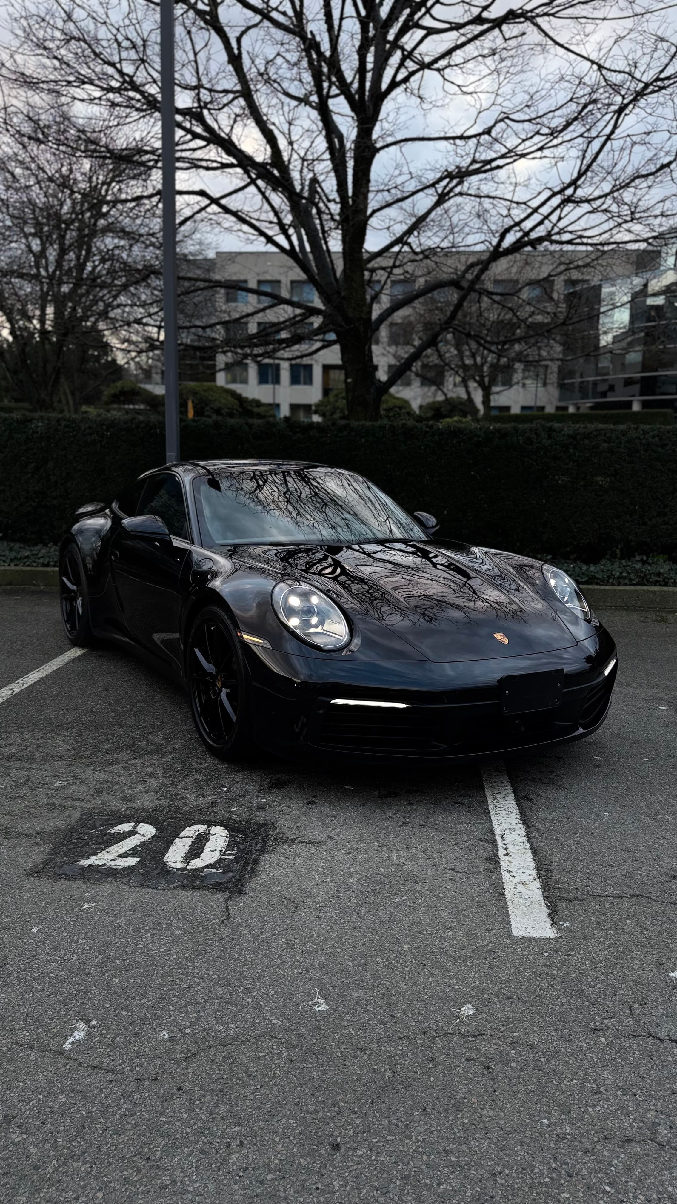 Midnight Porsche 911 after a full mobile detail in Vancouver BC