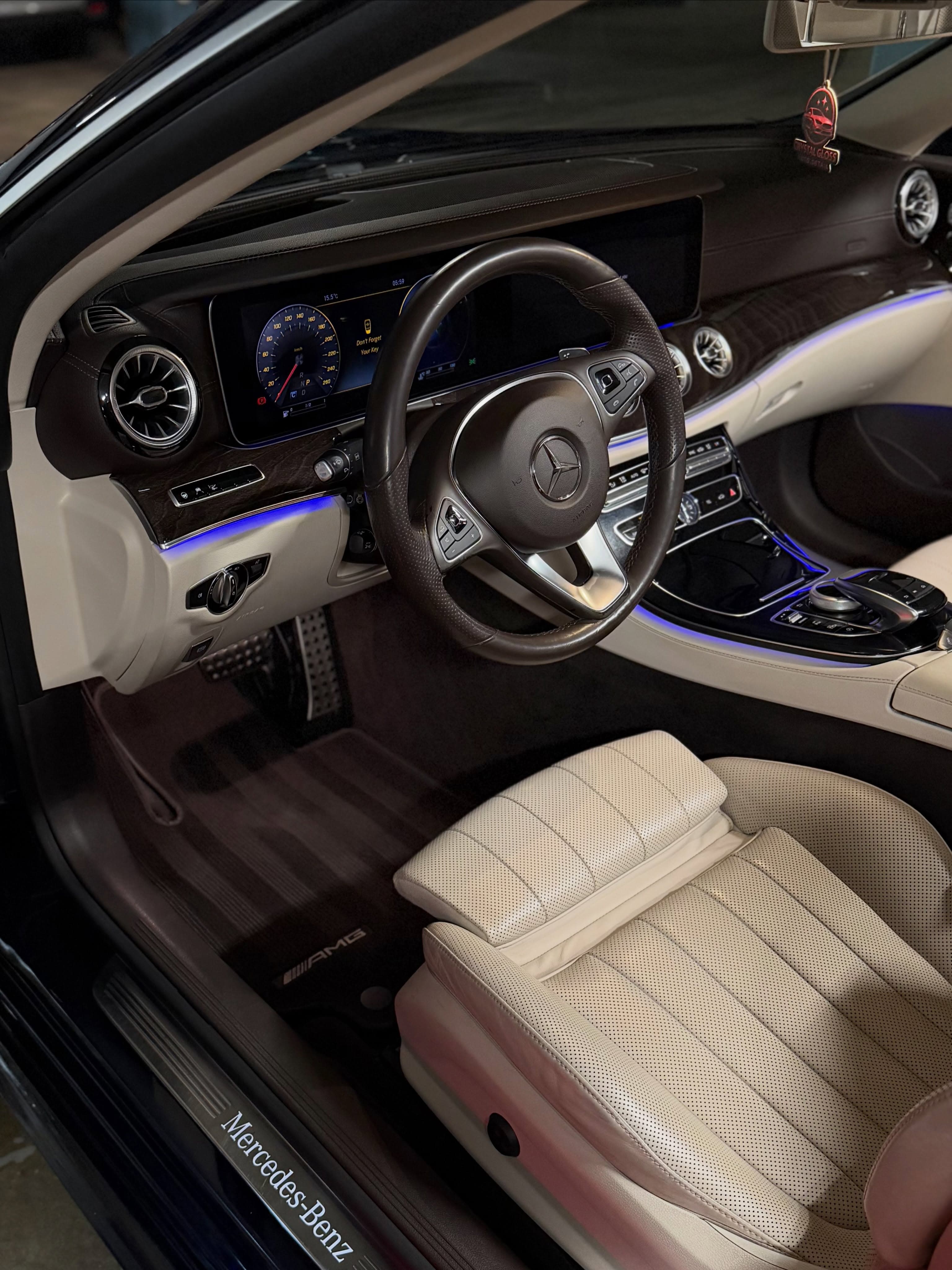 Mercedes-Benz interior detailing in Vancouver, cleaned leather seats and dashboard by Crystal Gloss