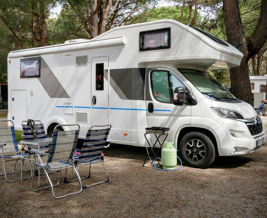 Crystal Gloss technician washing a Class C motorhome in Vancouver