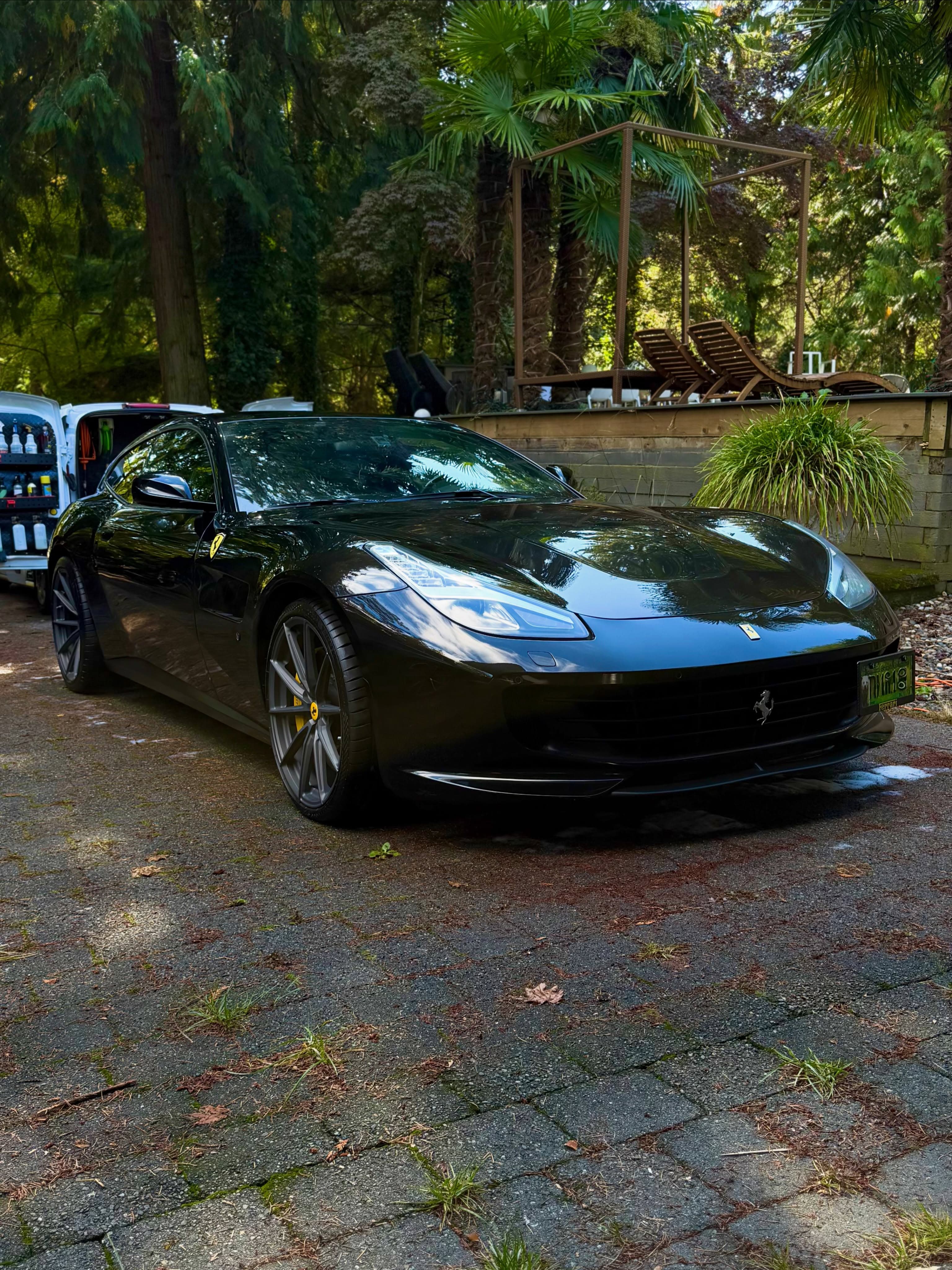 Ferrari exterior mobile detailing in Vancouver, showroom-finish paint and wheels by Crystal Gloss
