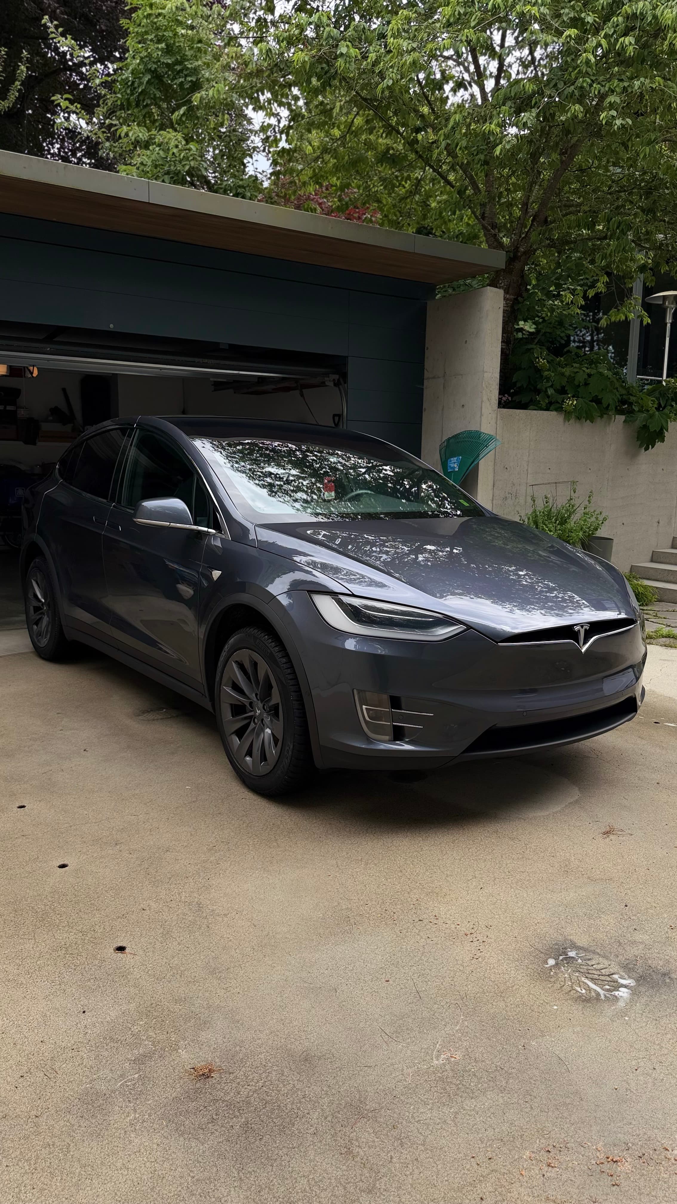 Freshly detailed Tesla Model X at a Maple Ridge home — mobile car detailing Maple Ridge